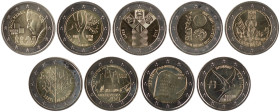 ESTONIA: Lot of 9x commemorative 2 Euro coins (2016-2023) in bi-metal. Uncirculated.