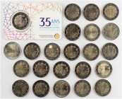 EUROPEAN UNION: Complete set composed of 23x 2 Euro (2022) in bi-metal commemorating the Erasmus Programm, issued by all 19 members of Eurozone at tha...
