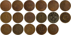 CHINA: Lot of 17 copper coins of 10 Cash with differents dates. Fine to Very Fine conditions.