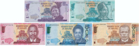 MALAWI: Lot of 5 banknotes composed of 20 Kwacha (1.1.2020), 50 Kwacha (1.1.2020), 100 Kwacha (1.1.2020), 200 Kwacha (1.1.2022) & 500 Kwacha (1.1.2017...