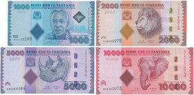 TANZANIA: Lot of 4 banknotes composed of 1000 Shillings (2019), 2000 Shillings (ND 2000), 5000 Shillings (ND 2000) & 10000 Shillings (ND 2000). (Pick ...
