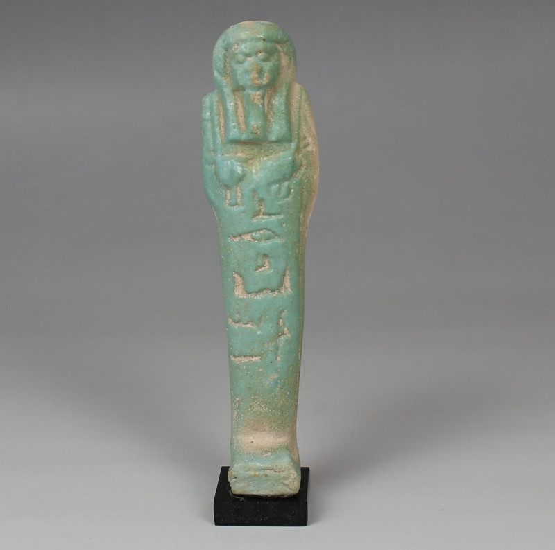 Egyptian shabti with hieroglyphics

ITEM: Shabti with hieroglyphics
 MATERIAL...