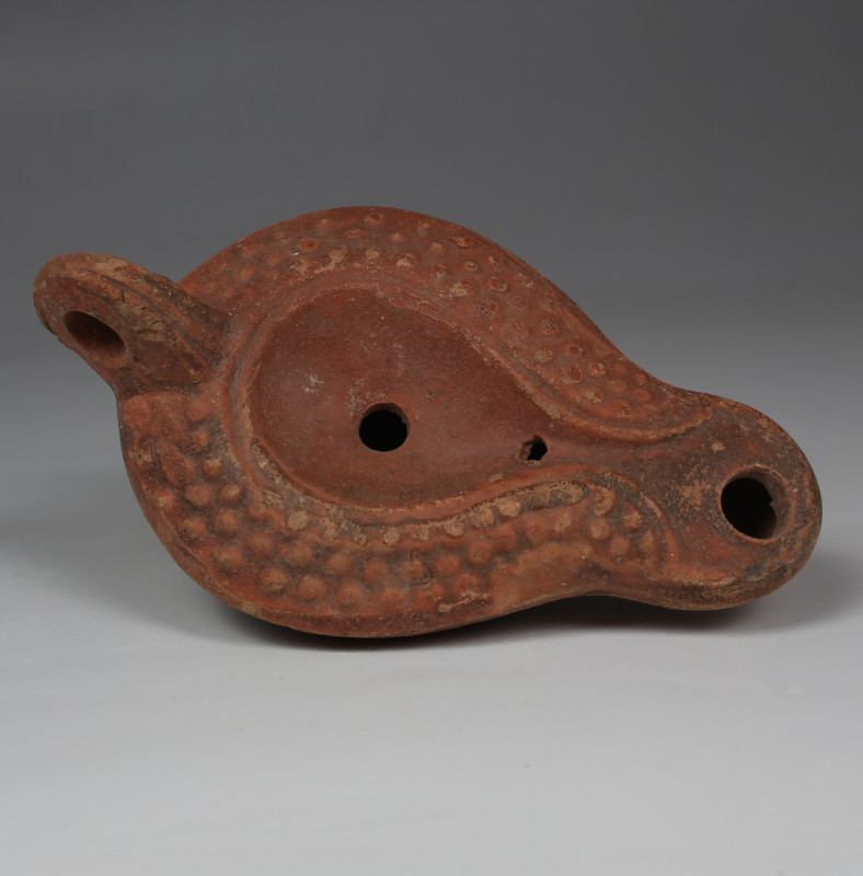 Roman oil lamp, Type Bussière C V 2

ITEM: Oil lamp, Type Bussière C V 2
 MAT...