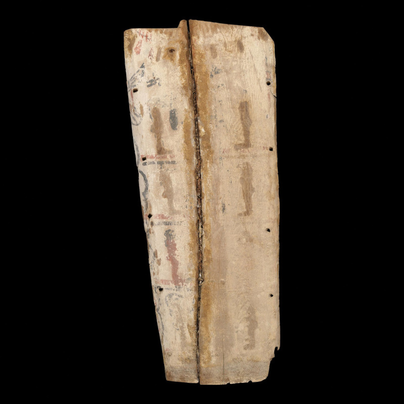 Egyptian fragment of sarcophagus lid

ITEM: Fragment of sarcophagus lid
 MATE...