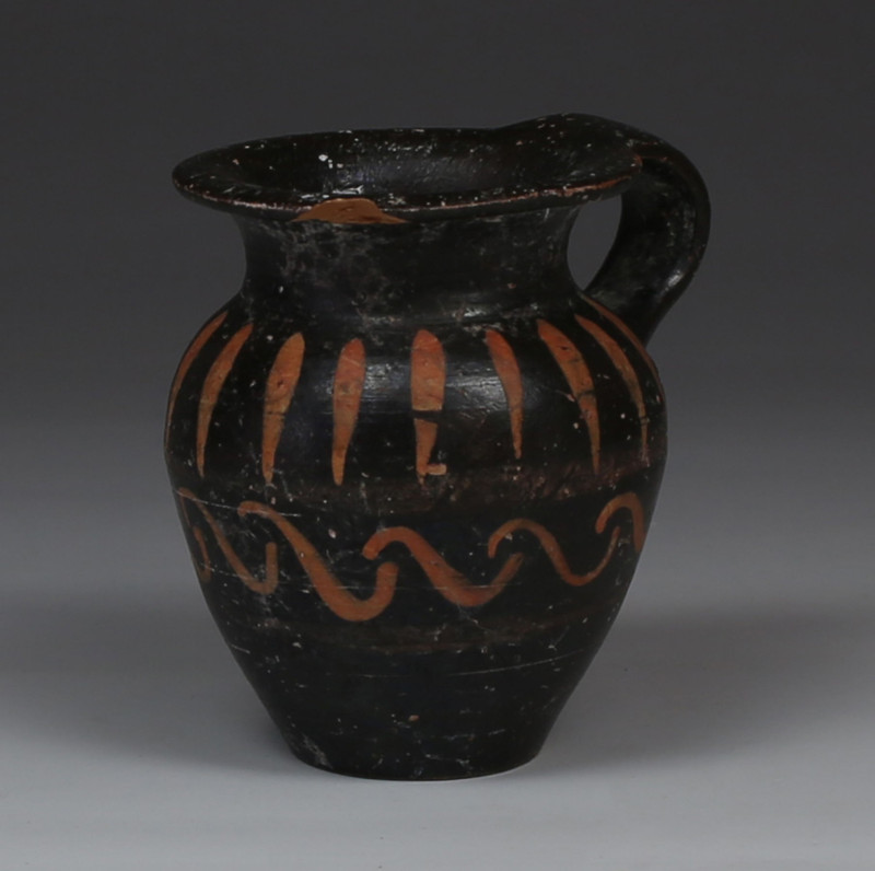 Greek olpe

ITEM: Olpe
 MATERIAL: Pottery, Xenon-ware
 CULTURE: Greek
 PERI...