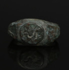 Roman ring depicting a dolphin
