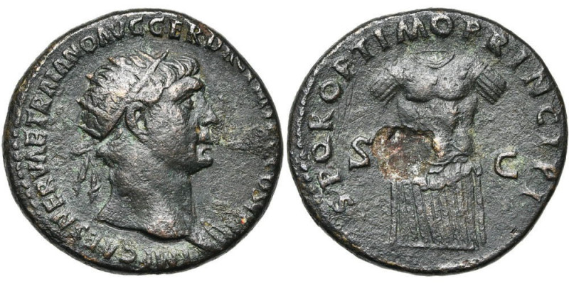 Roman, Dupondius, Trajan, 98 - 117 A.D

RULER: Trajan
 DATE: 98 - 117 A.D
 D...