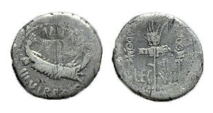 Roman, Denarius, Marc Antony, 32-31 B.C

RULER: Marc Antony
 DATE: Patrae (?)...