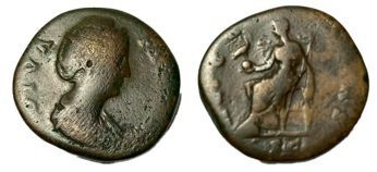 Roman, Sestertius, Faustina I, After 141 A.D

RULER: Faustina I
 DATE: After ...