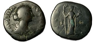 Roman, Sestertius, Faustina II, 161 - 180 A.D

RULER: Faustina II
 DATE: 161 ...