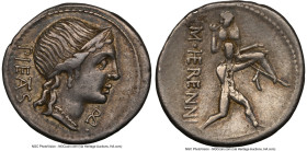 M. Herennius (ca. 108-107 BC). AR denarius (19mm, 2h). NGC Choice VF, adjusted flan. Rome. PIETAS (TA ligate), head of Pietas right, B before / M•HERE...