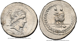 Mn. Fonteius C.f. (ca. 85 BC). AR denarius (21mm, 3.70 gm, 2h). NGC XF 4/5 - 2/5, brushed. Rome. MN•FONTEI-C•F (MN and NT ligate), laureate head of Ap...