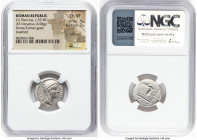 Cn. Plancius (ca. 55 BC). AR denarius (18mm, 4.06 gm, 10h). NGC Choice VF 4/5 - 2/5, edge cut, brushed. Rome. CN•PLANCIVS-AED, Head of Diana Planciana...