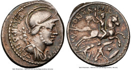 P. Fonteius P.f. Capito, as Triumvir (ca. 55 BC), with Titus Didius, as Imperator. AR denarius (19mm, 3.63 gm, 1h). NGC VF 4/5 - 4/5. Rome. P•FONTEIVS...