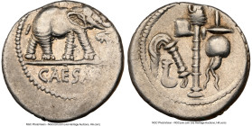 Julius Caesar, as Dictator (49-44 BC). AR denarius (18mm, 3.84 gm, 1h). NGC XF4/5 - 4/5, edge cuts. Military mint traveling with Caesar in northern It...