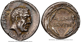 Albinus Bruti f. (ca. 48 BC). AR denarius (18mm, 3.04 gm, 9h). NGC XF 4/5 - 2/5, smoothing. Rome. A•POSTVMIVS•COS, head of A. Postumius right; border ...