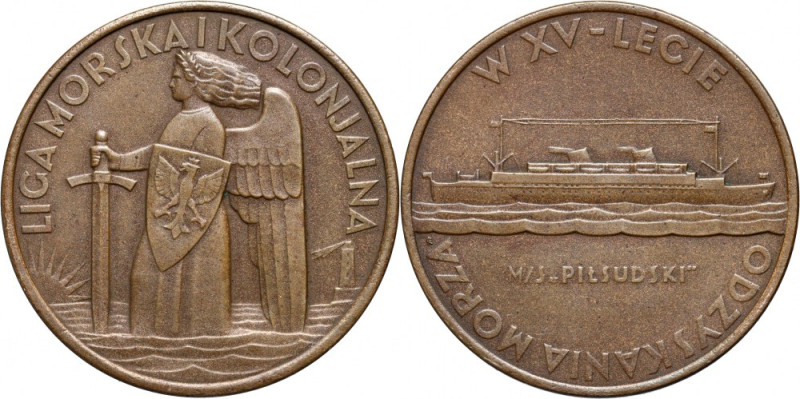 II RP, medal z 1935 roku, XV rocznica Odzyskania dostępu do morza - Liga Morska ...