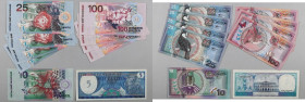 Suriname, set of 5-100 Guilders banknotes, (10 pieces)