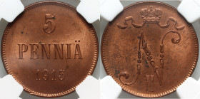Finland, Nicholas II, 5 Penniä 1915, Helsinki