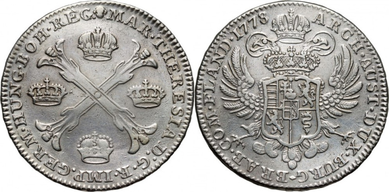 Austrian Netherlands, Maria Theresa, Thaler (Kronenthaler) 1778, Brussels Silver...