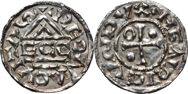 Germany, Bayern, Heinrich IV 1002-1009, Denar, Regensburg, mintmaster ECCO
Heil...