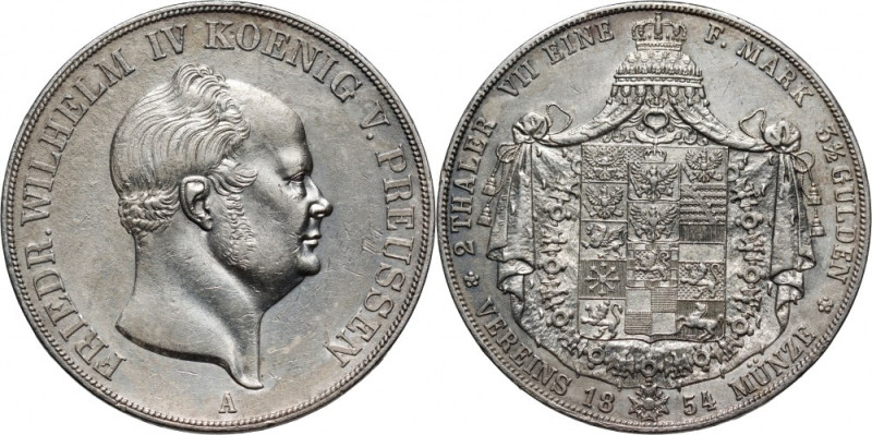Germany, Prussia, Friedrich Wilhelm IV, 2 Vereinsthalers 1854 A, Berlin Silver 3...