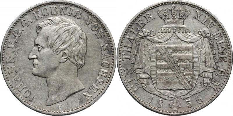 Germany, Saxony, John I, Thaler 1856 F, Dresden Silver 22,17 g. Srebro 22,17 g. ...
