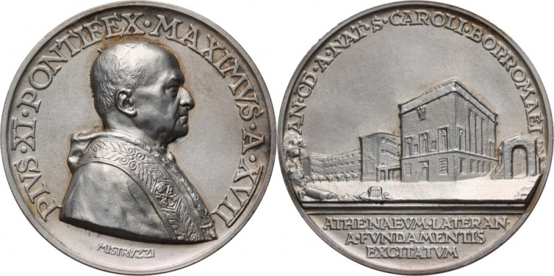 Vatican, 1938 medal, Pius XVII, Lateran University Engraved Mistrvzzi. Silver, w...