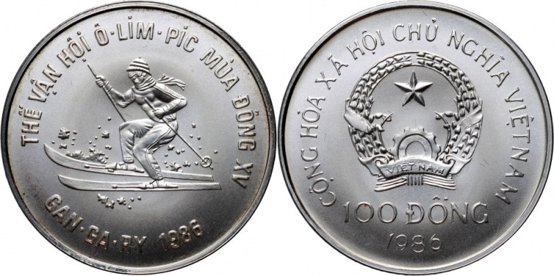 Vietnam, 100 Dong 1986, Calgary Olympic Games 1988 Weight (catalogue): 6,00 g, A...