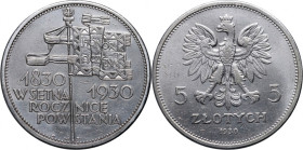 II RP, 5 złotych 1930, Warszawa, Sztandar, stempel płytki
