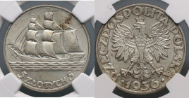 II RP, 5 złotych 1936, Żaglowiec