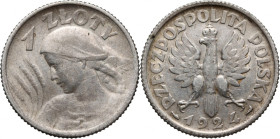 II RP, 1 złoty 1924, Paryż, Żniwiarka
