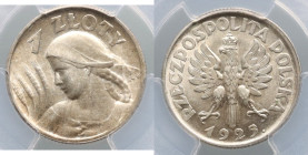II RP, 1 złoty 1925, Żniwiarka, z kropką, Londyn