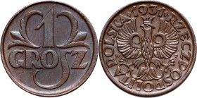 II RP, grosz 1931, lekko przesunięty stempel