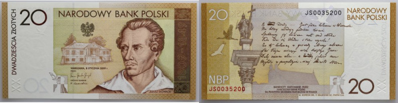 III RP, 20 złotych 2009, 200. Rocznica Urodzin Juliusza Słowackiego Numer JS0035...