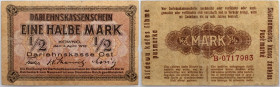 Banknoty niemieckich władz okupacyjnych, Darlehnskasse Ost, 1/2 marki 4.04.1918, Kowno, seria B