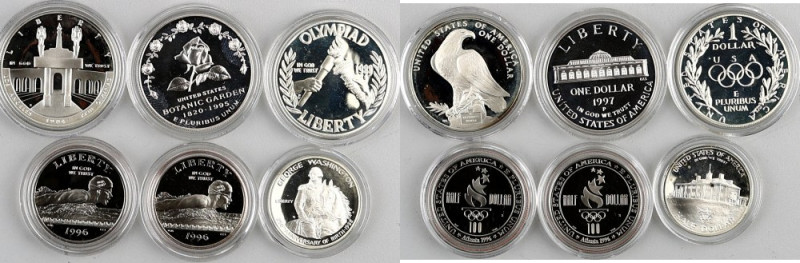 United States of America, set of collector coins from 1982-1997, (6 pieces) Weig...