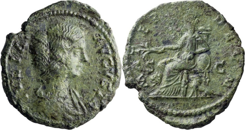 Julia Domna. 40-as; Julia Domna; Rome, 1 Jan. 196 AD, As, 8.28g. BM-791, pl. 47....