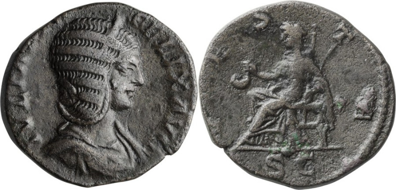 Julia Domna. Dupondius; Julia Domna; Rome, 215 AD, Dupondius, 8.75g. BM-231, pl....