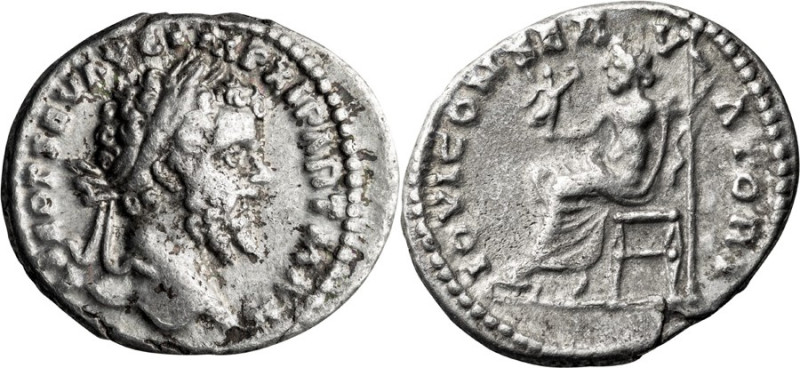 Septimius Severus. Denarius; Septimius Severus; 193-211 AD, New-style Eastern Mi...