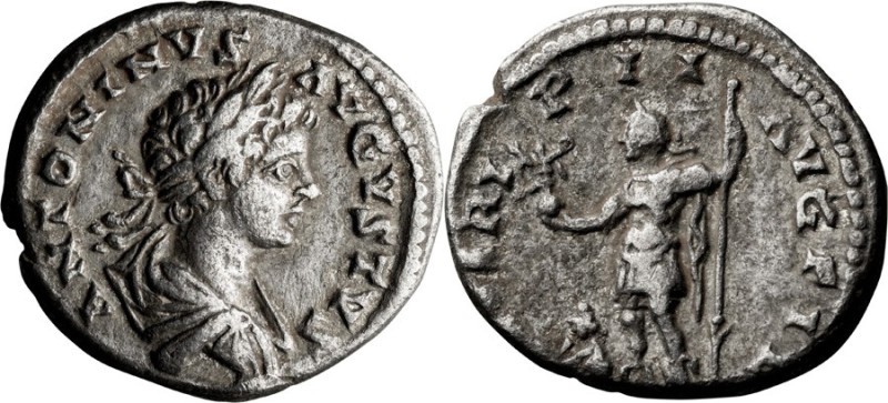 Caracalla. Denarius; Caracalla; 198-217 AD, New-style Eastern Mint, c. 200 AD, D...