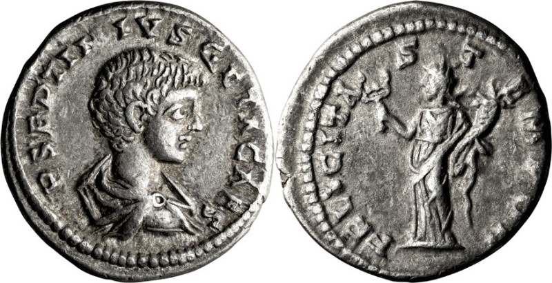 Geta as Caesar. Denarius; Geta as Caesar; 198-209 AD, New-style Eastern Mint, De...