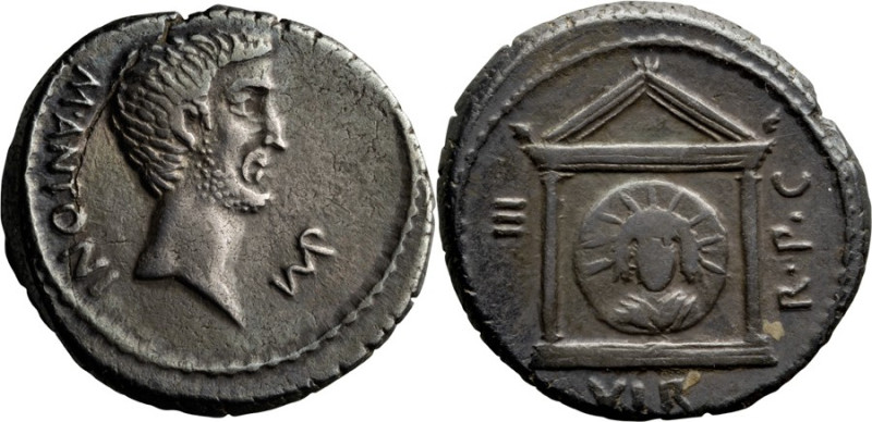 Mark Antony. Denarius; Mark Antony; 42 BC, Denarius, 4.06g. Cr-496/1; Syd-1168; ...