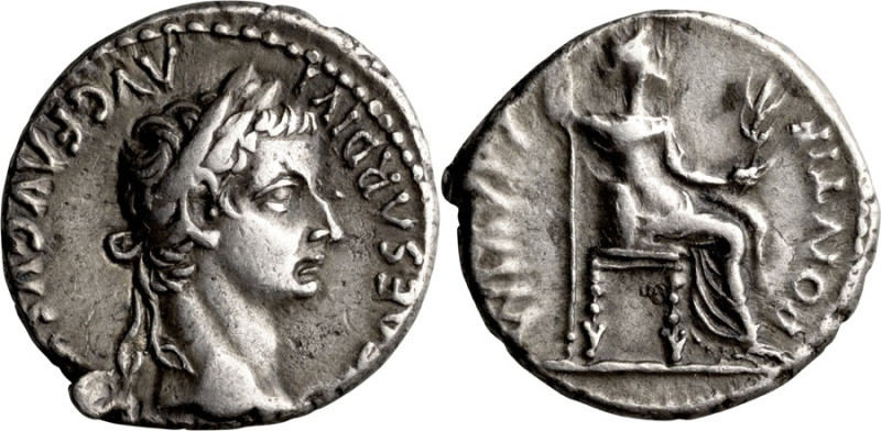 Tiberius. Denarius; Tiberius; 14-37 AD, Denarius, 3.80g. RIC-30, RSC-16A, "Tribu...