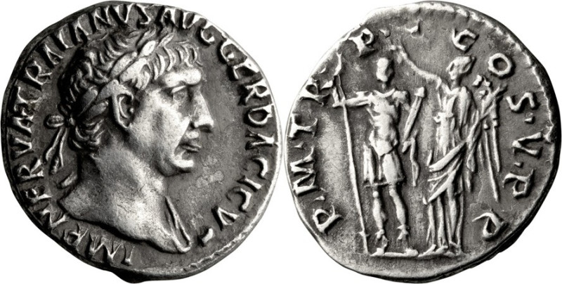 Trajan. Denarius; Trajan; 98-117 AD, Rome, 103 AD, Denarius, 3.01g. Woytek, MIR-...