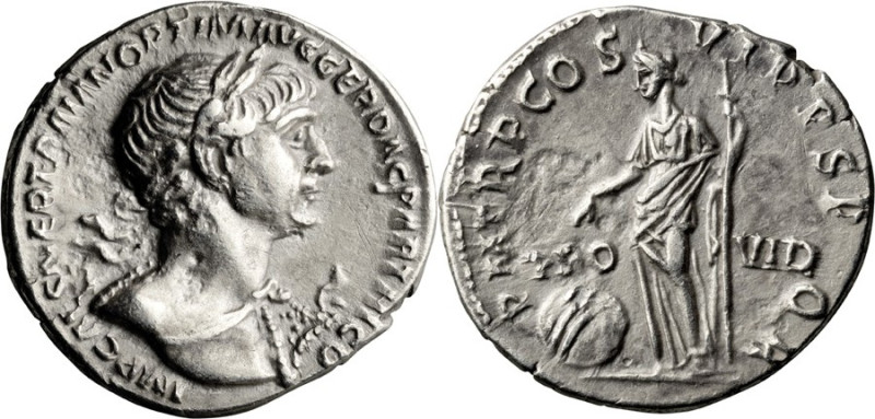 Trajan. Denarius; Trajan; 98-117 AD, Rome, 116 AD, Denarius, 2.76g. Cf. Woytek, ...
