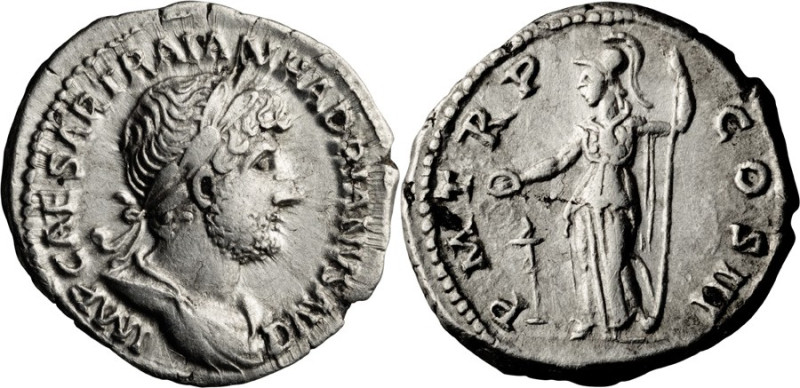 Hadrian. Denarius; Hadrian; 117-138 AD, Rome, Denarius, 3.45g. BM-122, pl. 49.12...