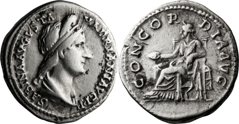Sabina. Denarius; Sabina; Rome, 128-137 AD, Denarius, BM-895, pl. 64.13. Obv: SA...