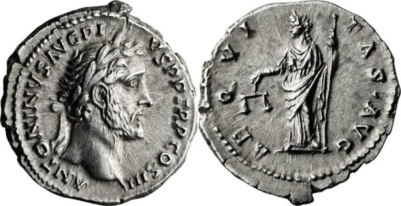 Antoninus Pius. Denarius; Antoninus Pius; 138-161 AD, Rome, 140-144 AD, Denarius...