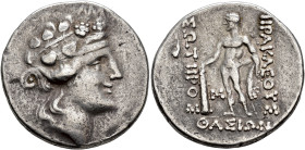 GRECIA ANTIGUA. ISLAS DE TRACIA. Tasos. Tetradracma (c. 146 a.C.) A/ Cabeza de Dionisos a der. R/ Herakles a izq., delante M. AR 16,88 g. 30,82 mm. CO...